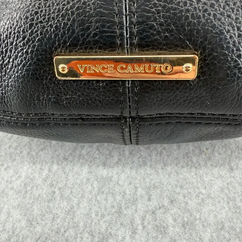 Vince Camuto Black Pebbled Leather Crossbody Bag Gold Toggle Saddle Bag - Picture 5 of 10